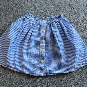 J Crew Girls  Blue Striped Button-Front Skirt, Size 8